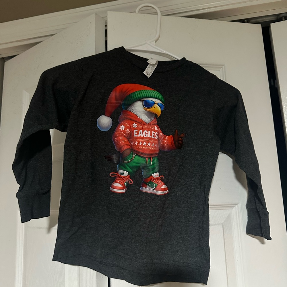 Kids Gray Eagle Graphic Long Sleeve Shirt